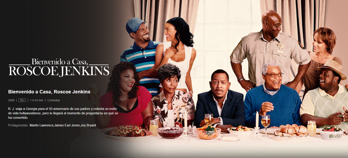 Martin Lawrence lidera al elenco de comediantes en Bienvenido a Casa, Roscoe Jenkins, que hoy está cuarta entre las series y películas más vistas hoy.