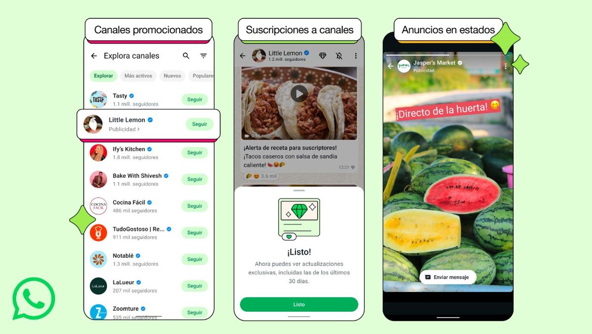 Así se verán los anuncios en WhatsApp. Así se verán los anuncios en WhatsApp.