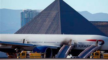 Terror en Las Vegas luego de que el motor de un avión de British Airways se incendiara