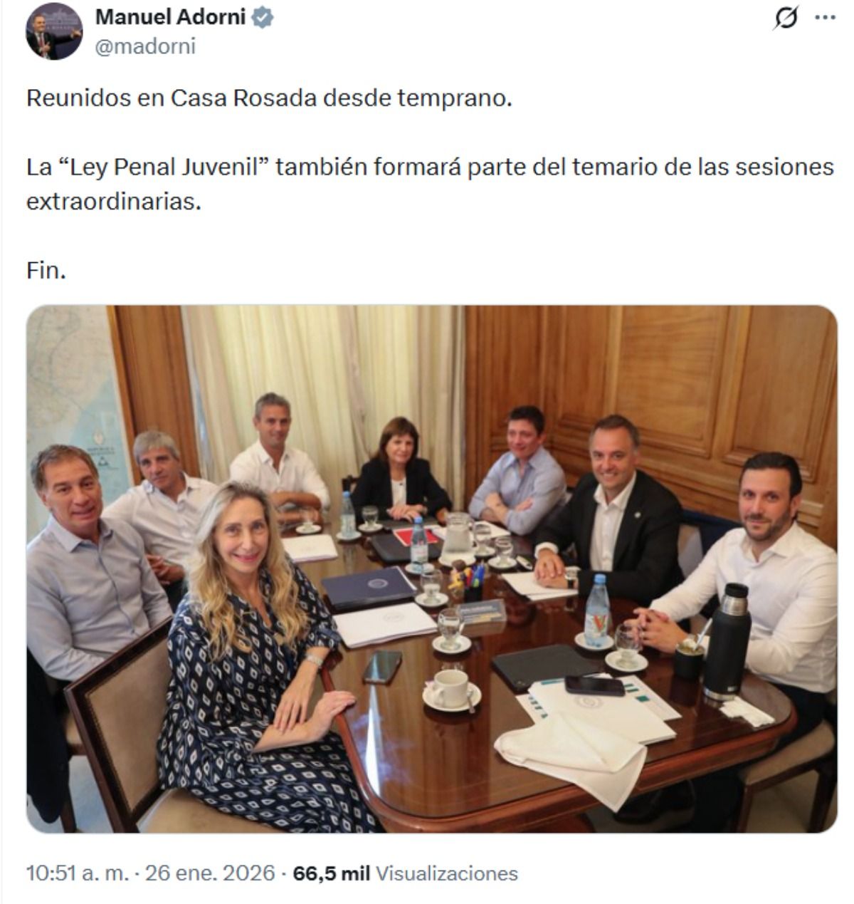 Adorni también confirmó que la Adorni también confirmó que la