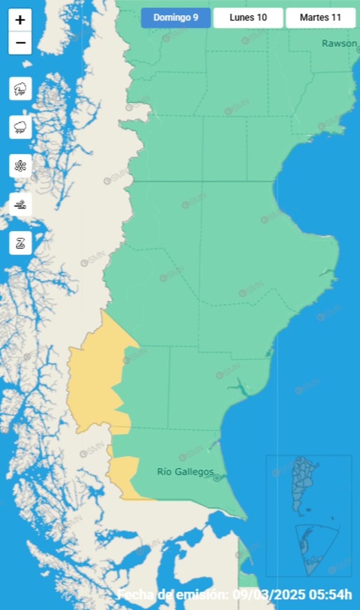 Solo esta pequeña parte de la provincia se encuentra en alerta Solo esta pequeña parte de la provincia se encuentra en alerta