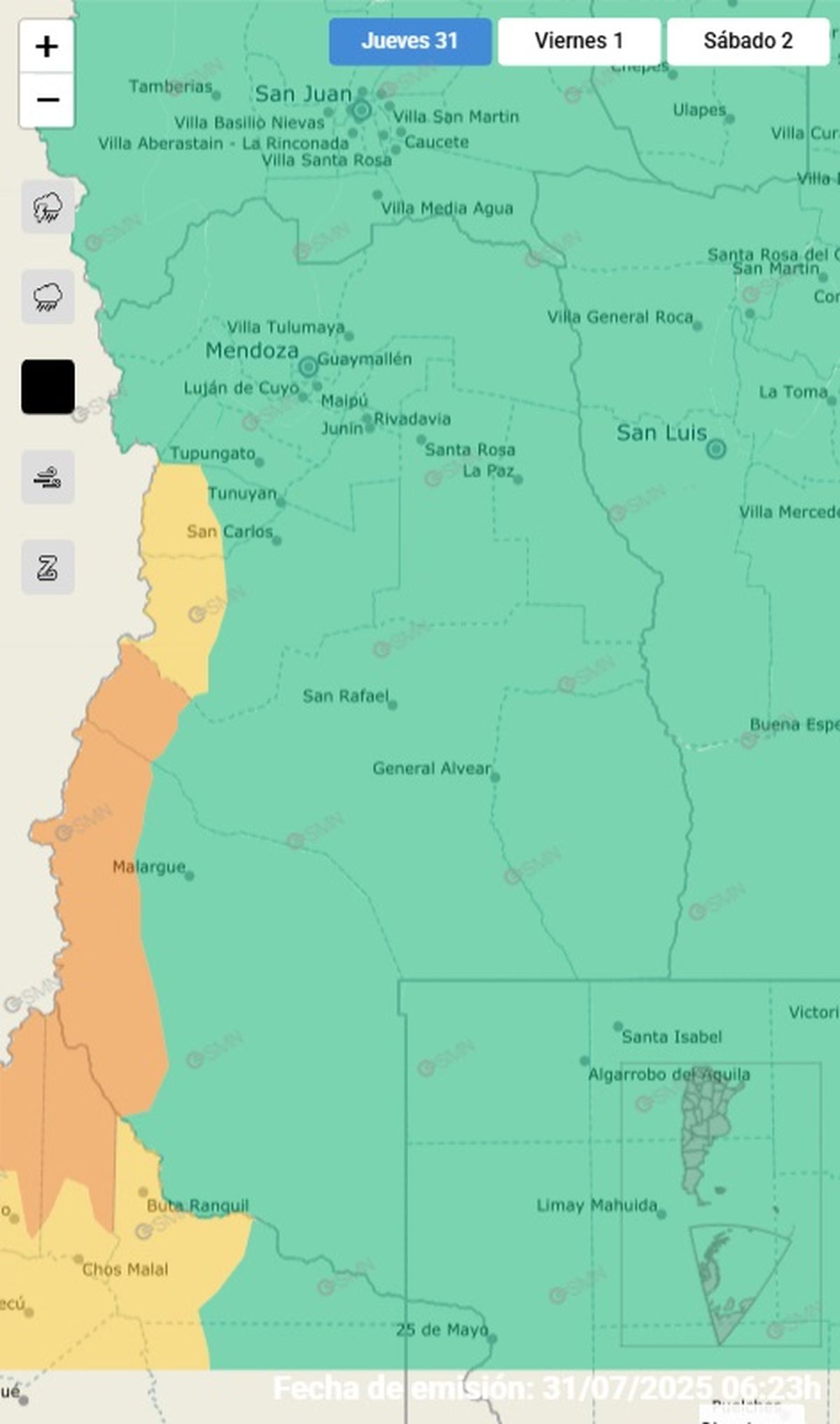 Estas son las zonas que se ven afectadas este jueves Estas son las zonas que se ven afectadas este jueves