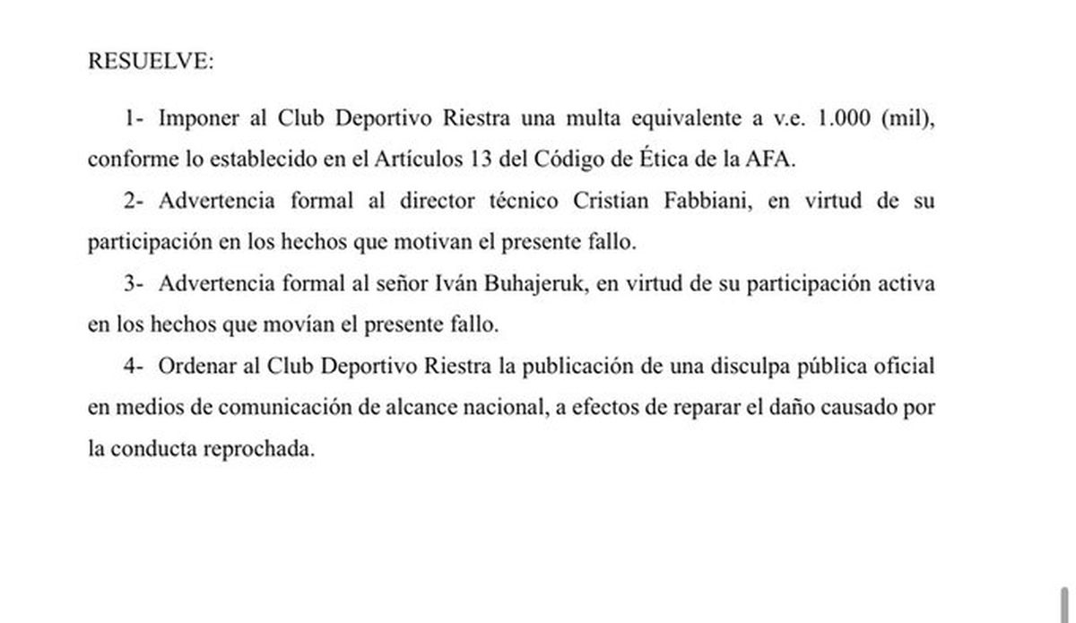 La resolución de la Liga Profesional contra Deportivo Riestra. La resolución de la Liga Profesional contra Deportivo Riestra.