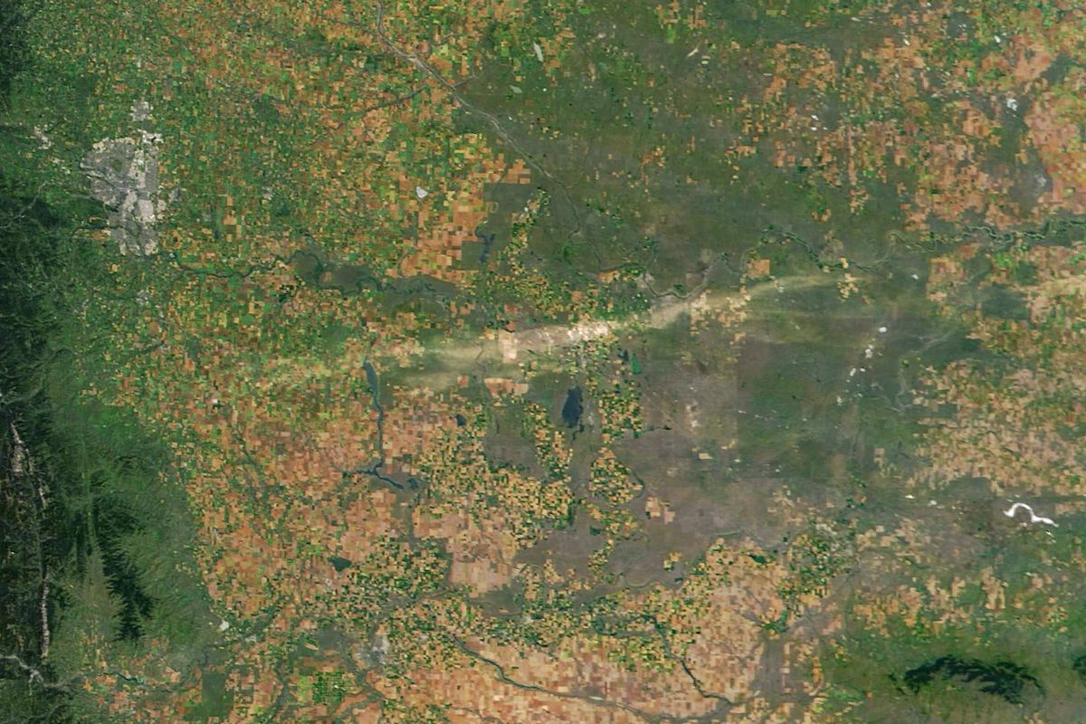 En las imágenes de la NASA se puede observar claramente el daño que causó la potente tormenta en el terreno tejano. En las imágenes de la NASA se puede observar claramente el daño que causó la potente tormenta en el terreno tejano.