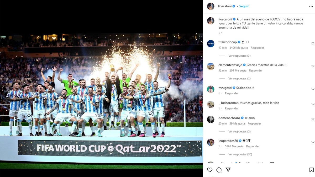 El emotivo posteo de Lionel Scaloni a un mes de ser campeón del Mundial Qatar 2022