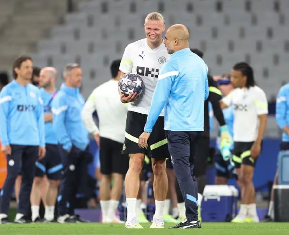 Haaland y Guardiola, figuras del City Haaland y Guardiola, figuras del City