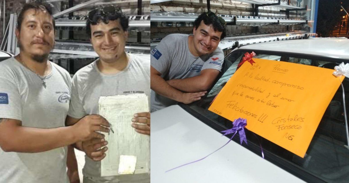 Gran gesto. Un jefe le regaló un auto a un empleado.