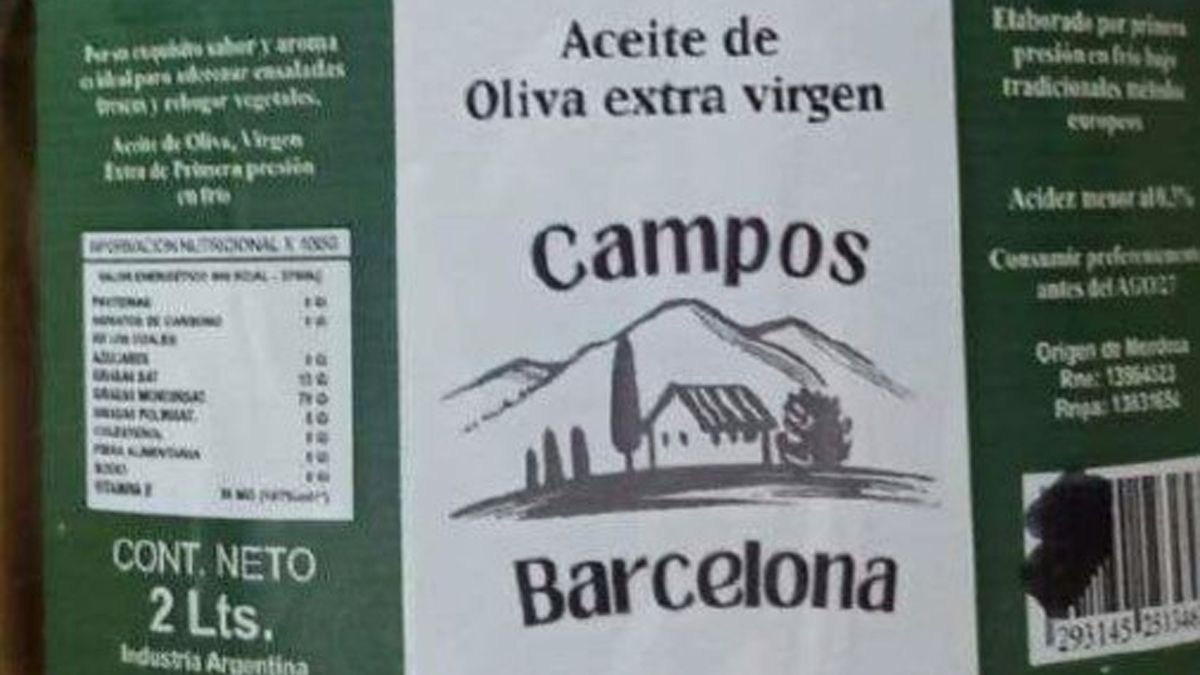 Prohibieron el aceite de oliva producido en Mendoza con marca Campos Barcelona.