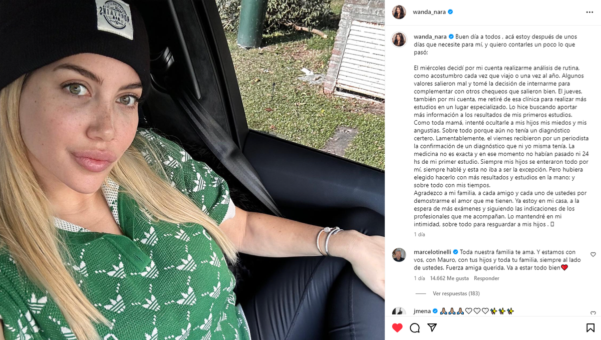 Wanda Nara habló en sus redes sociales sobre su salud. Wanda Nara habló en sus redes sociales sobre su salud.