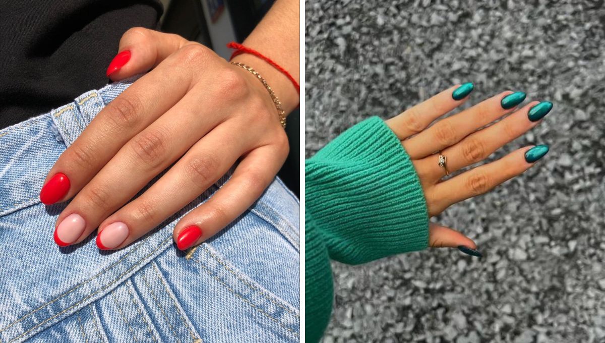 Uñas rojas y verdes para Año Nuevo. Uñas rojas y verdes para Año Nuevo. 