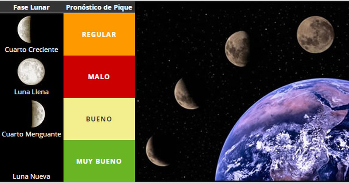 Fases lunares y pronóstico de pique. La Luna tiene mucho que ver. Fases lunares y pronóstico de pique. La Luna tiene mucho que ver.