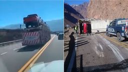 Hay similitudes entre el camión que circuló a contramano y el rodado que volcó en Polvoredas. (Captura de pantall y Prensa Seguridad Mendoza).