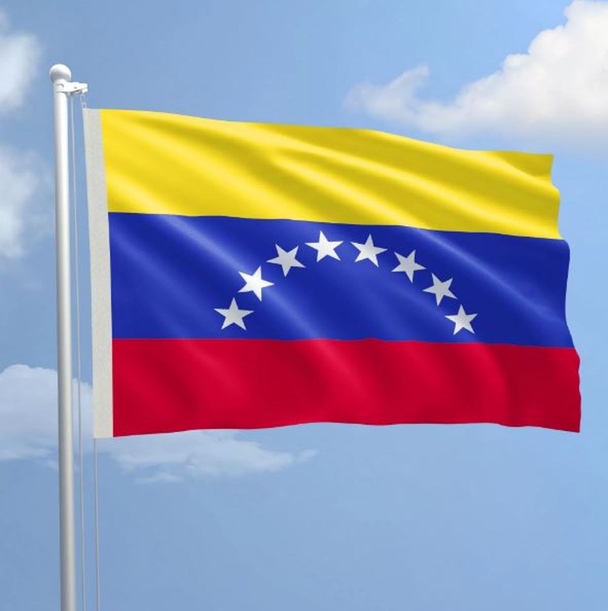 La bandera de Venezuela en una de sus versiones. La bandera de Venezuela en una de sus versiones. 