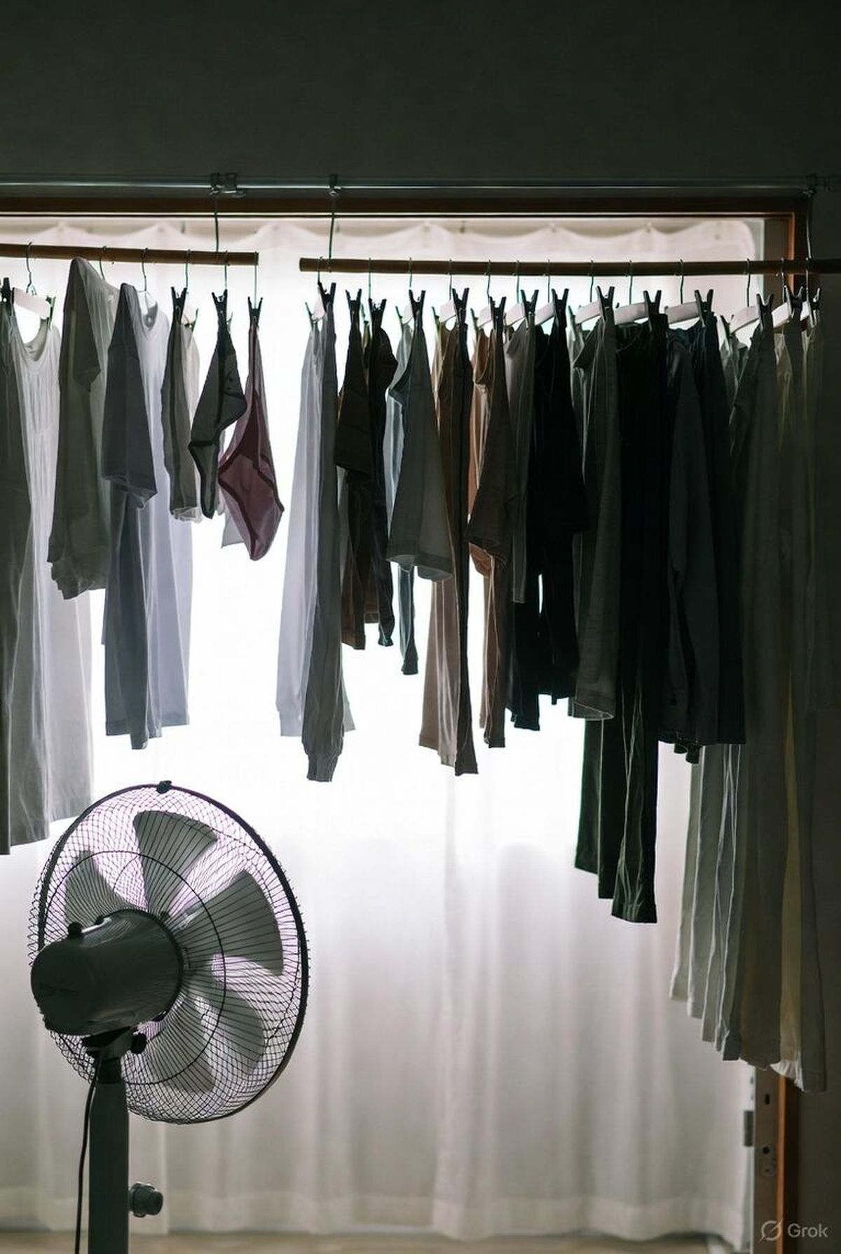 Con un ventilador, puedes secar tu ropa húmeda en pocos minutos. 