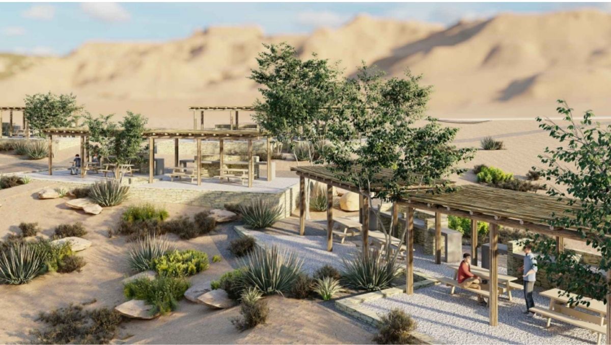 Esta es la base del diseño del sector de asadores y quinchos en la costa sur del dique Potrerillos. Esta es la base del diseño del sector de asadores y quinchos en la costa sur del dique Potrerillos.