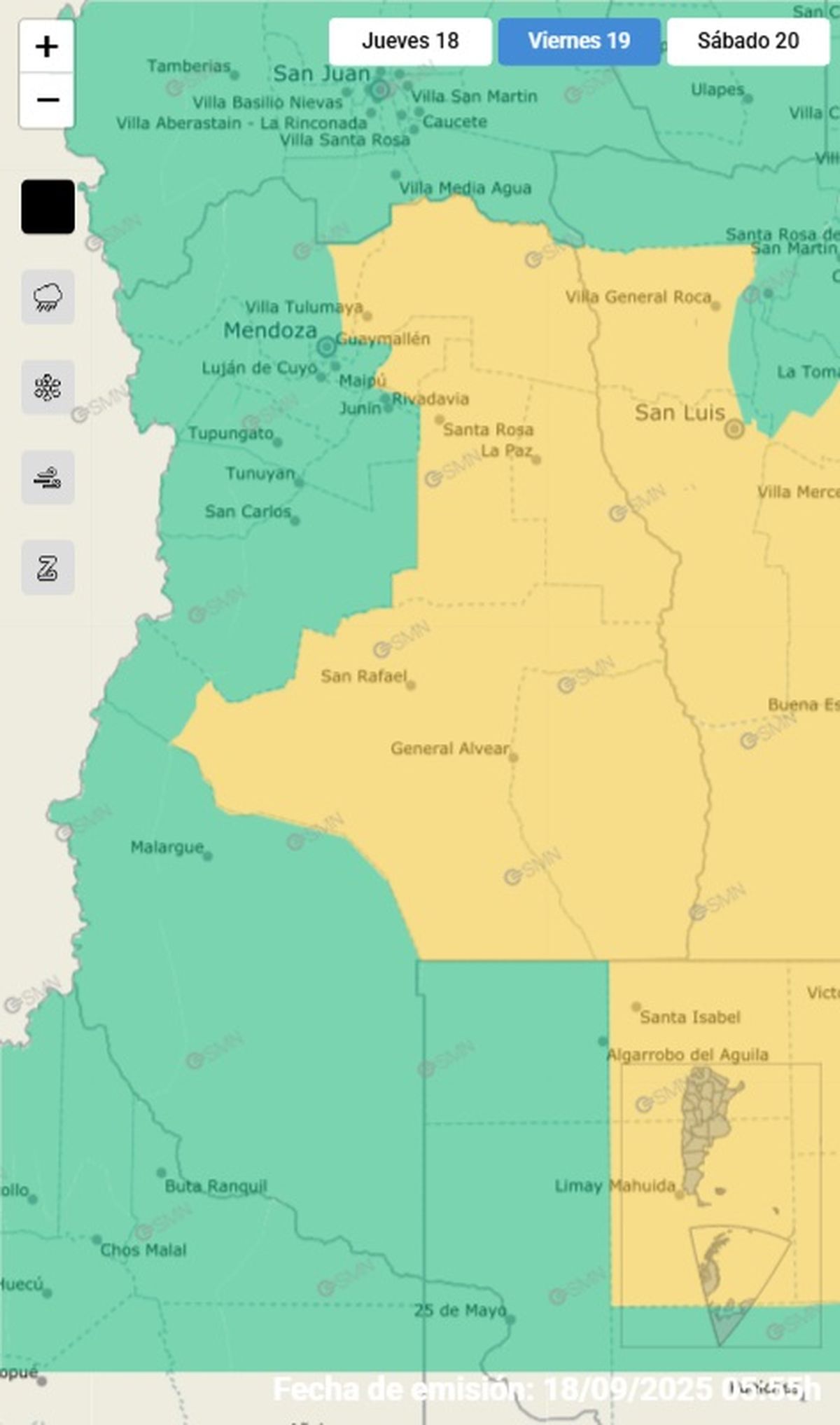 Estos son los departamentos en alerta este viernes Estos son los departamentos en alerta este viernes