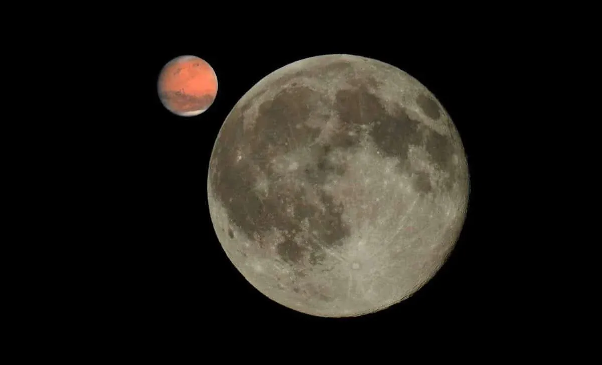 La Luna y Marte se verán muy juntos en el cielo nocturno.