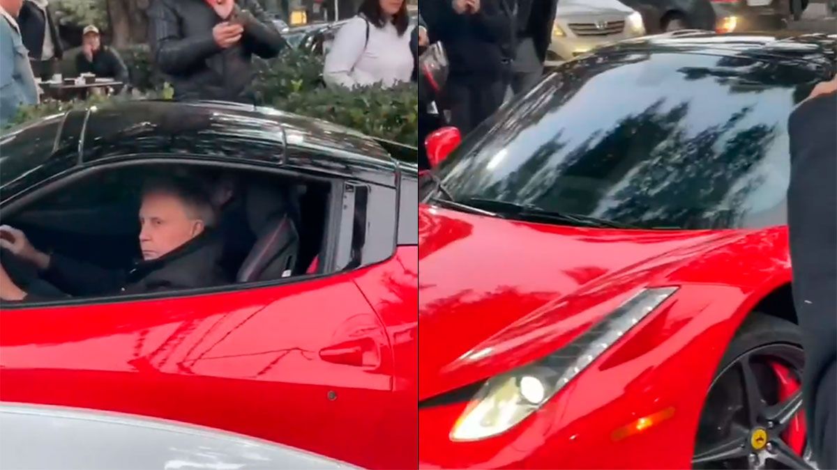 El hombre pisó el acelerador rápidamente y la Ferrari recibió un fuerte golpe por debajo.