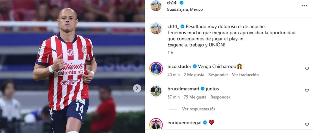 El posteo de Chicharito Hernández en el feed de su cuenta de Instagram. El posteo de Chicharito Hernández en el feed de su cuenta de Instagram.