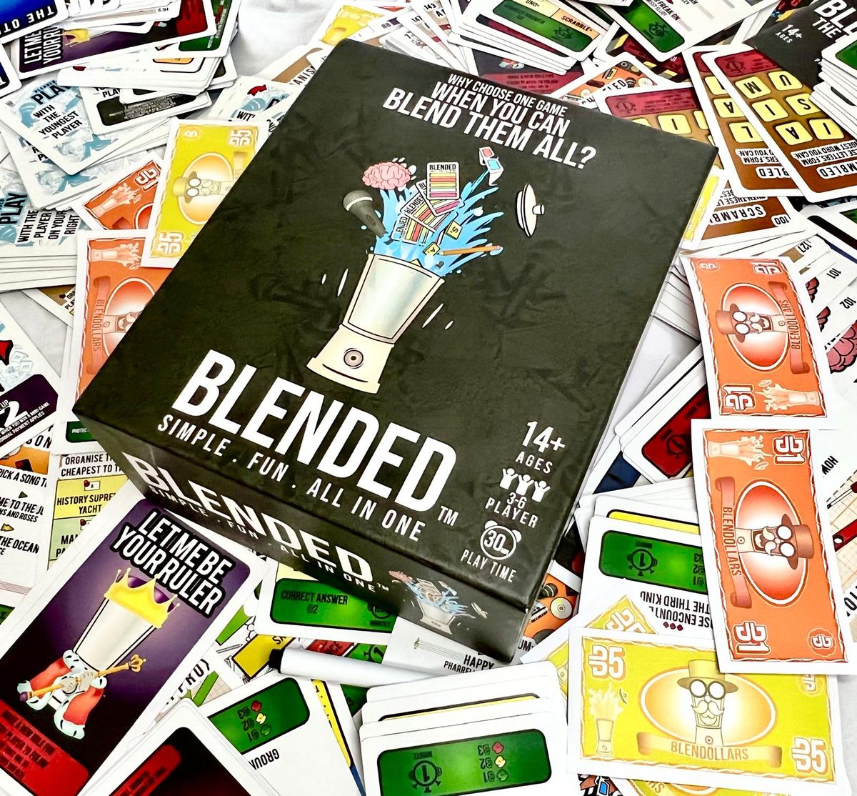 Blender es uno de los juegos de mesa que diseñó Torales durante la pandemia y que lo comercializa en Australia. Blender es uno de los juegos de mesa que diseñó Torales durante la pandemia y que lo comercializa en Australia.