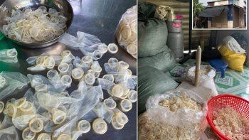 Limpiaba preservativos usados, los envasaba y los vendía
