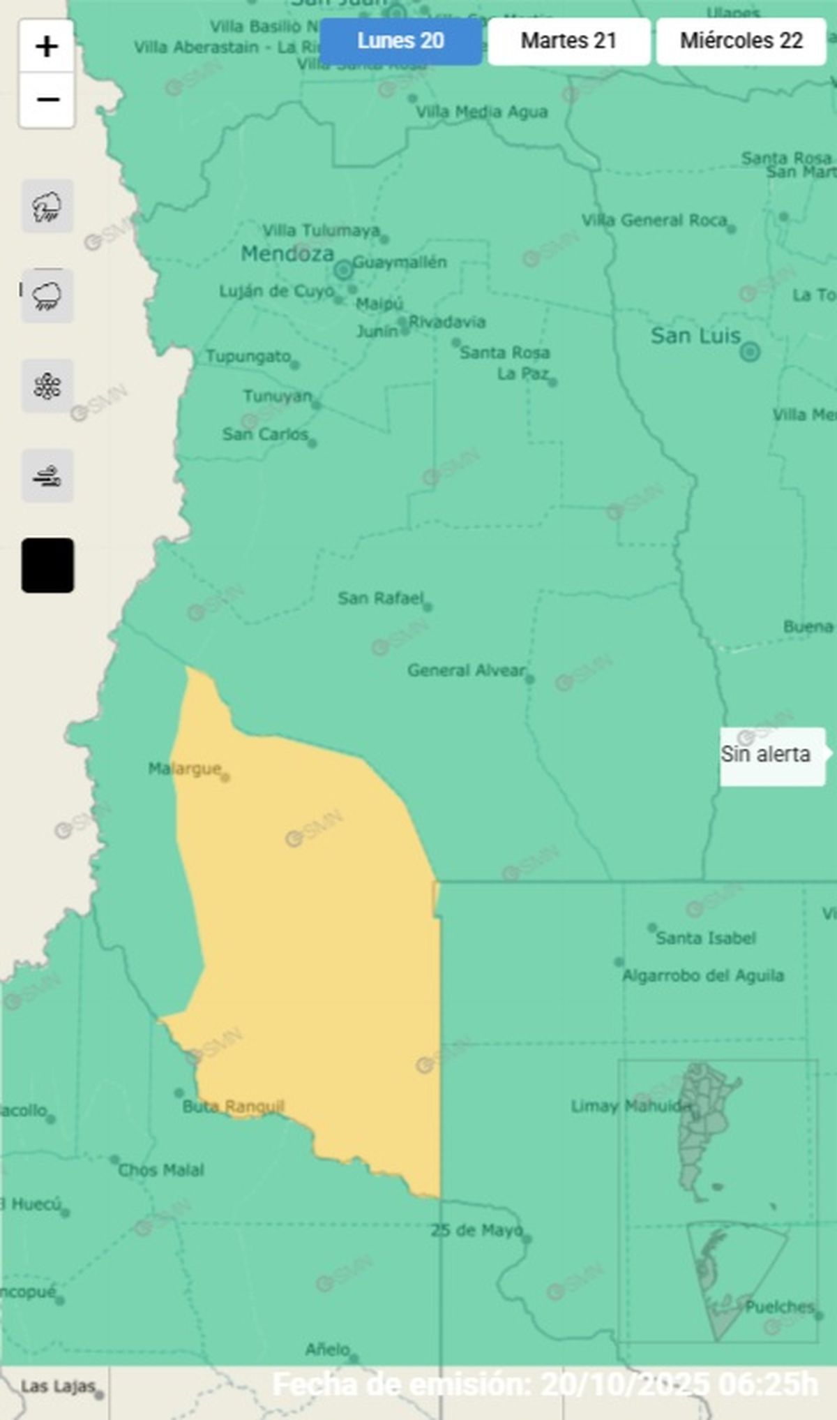 Este es el departamento en alerta por fuerte viento Zonda. Este es el departamento en alerta por fuerte viento Zonda.