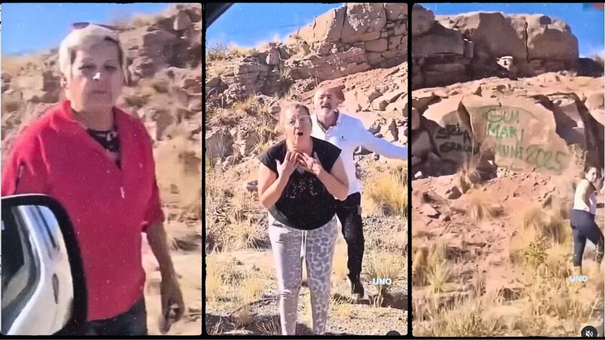Fuentes oficiales confirmaron que los turistas que dañaron con aerosol el paisaje en Potrerillos son de Carlos Casares. Allí en los medios locales estallaron las redes sociales con mensajes desaprobando lo sucedido.