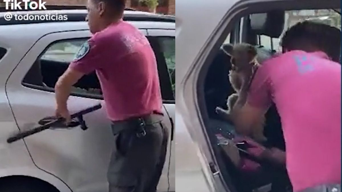 Un policía se volvió viral en Tiktok por rescatar a un perro encerrado
