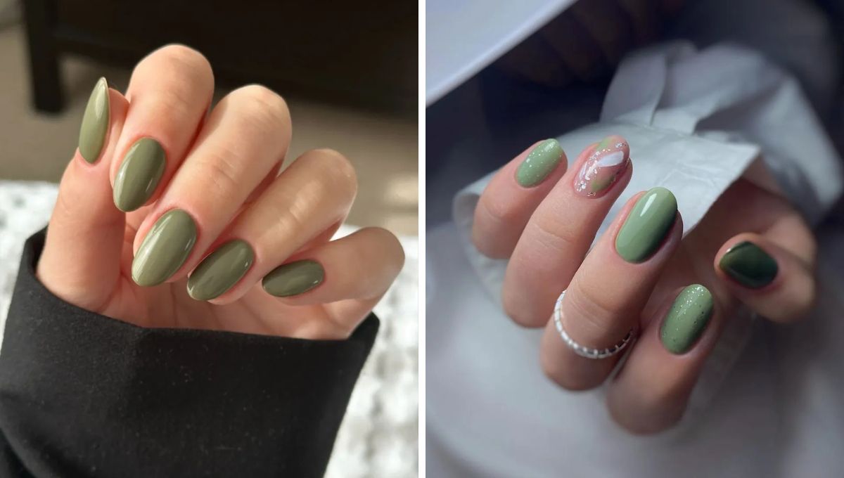 Uñas verde oliva. Uñas verde oliva. 