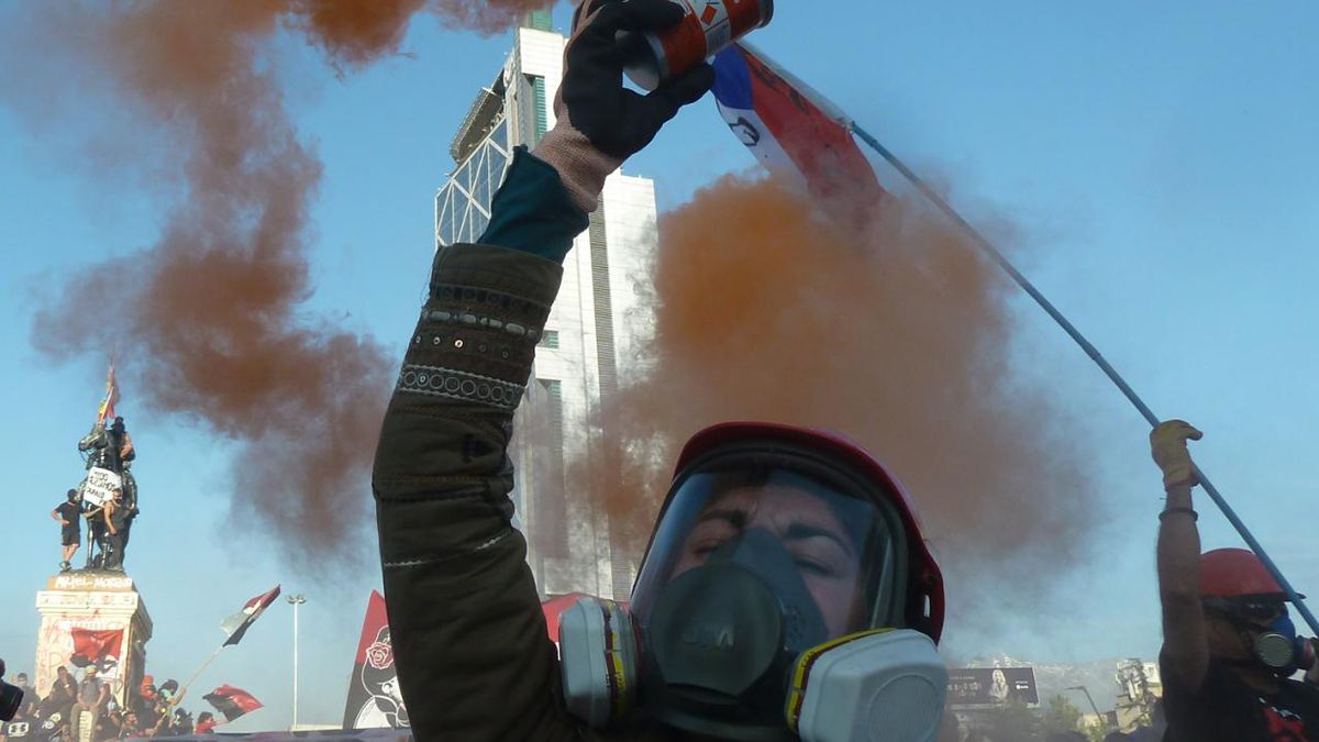 Manifestantes durante las protestas en Chile.