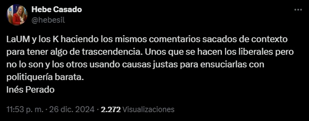Hebe Casado apuntó contra La Unión Mendocina y el kirchnerismo. Hebe Casado apuntó contra La Unión Mendocina y el kirchnerismo.