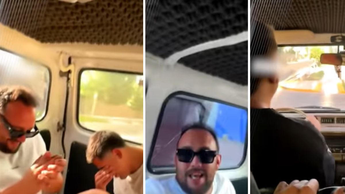 Capturas del video de los hombres manejando por la vereda en Guaymall&eacute;n.