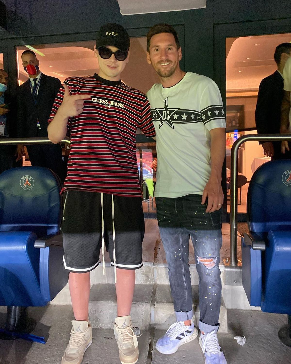 Lionel Messi y Bizarrap, en el Parque de los Príncipes.