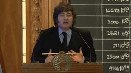 Javier Milei dio un fuerte discurso en la Bolsa de Comercio.