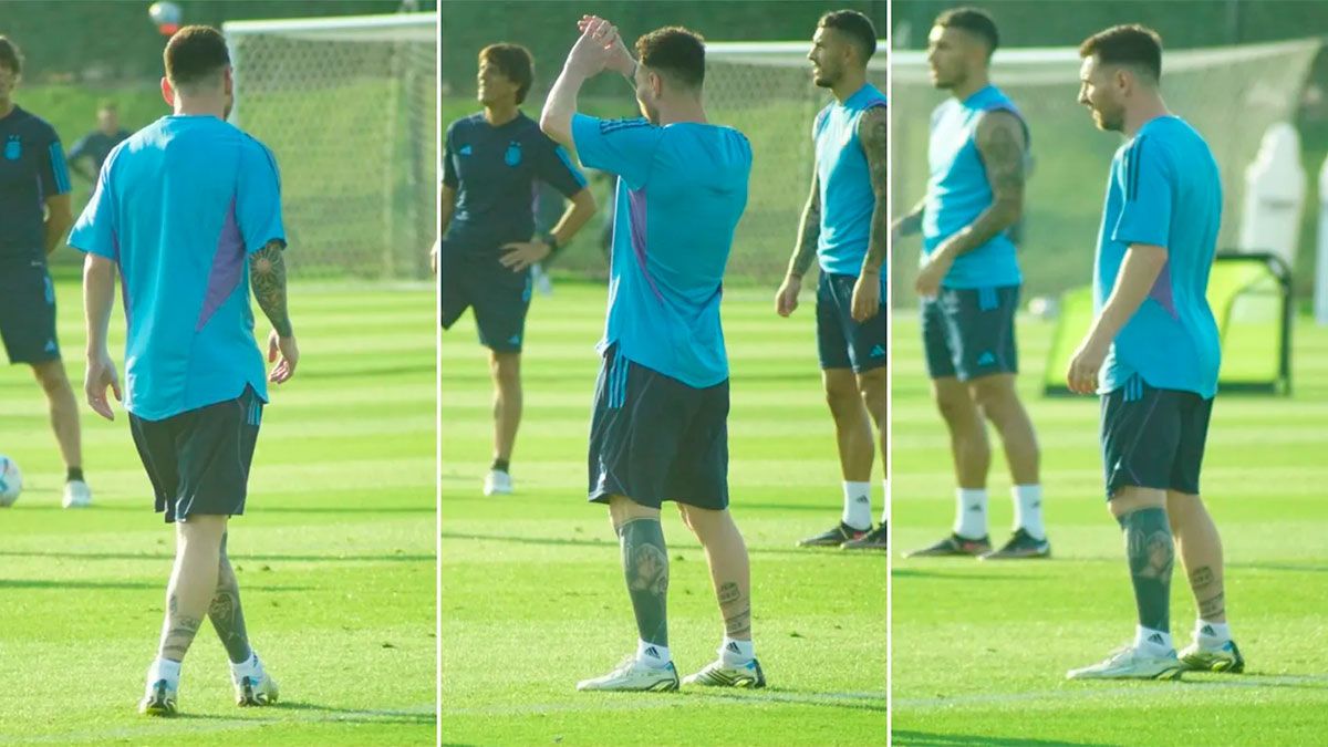Lionel Messi se entrenó con normalidad y no peligra su presencia en el debut de Argentina ante Arabia Saudita. (Capturas de pantalla de TN).