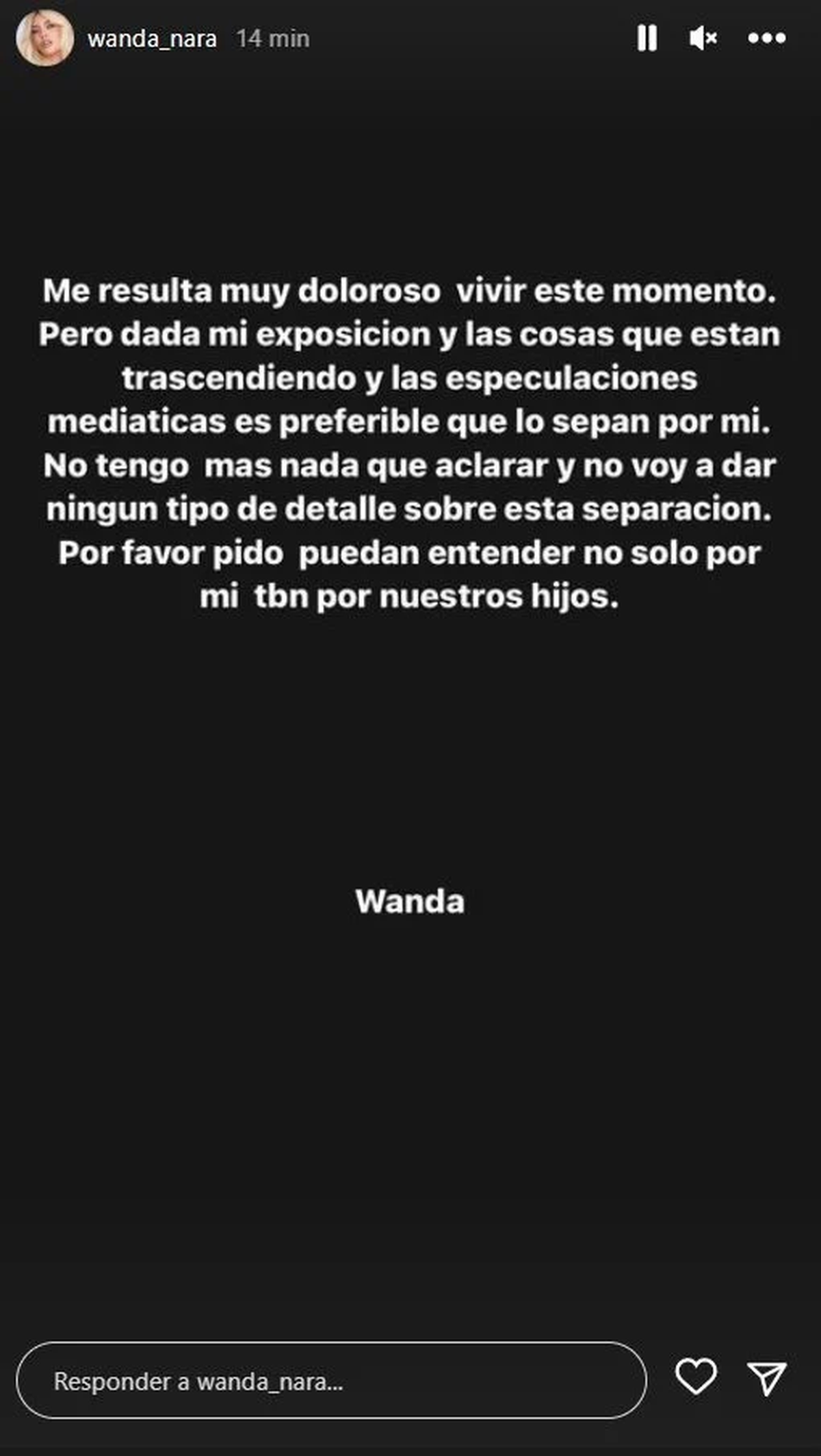 Wanda Nara confirmó su separación.