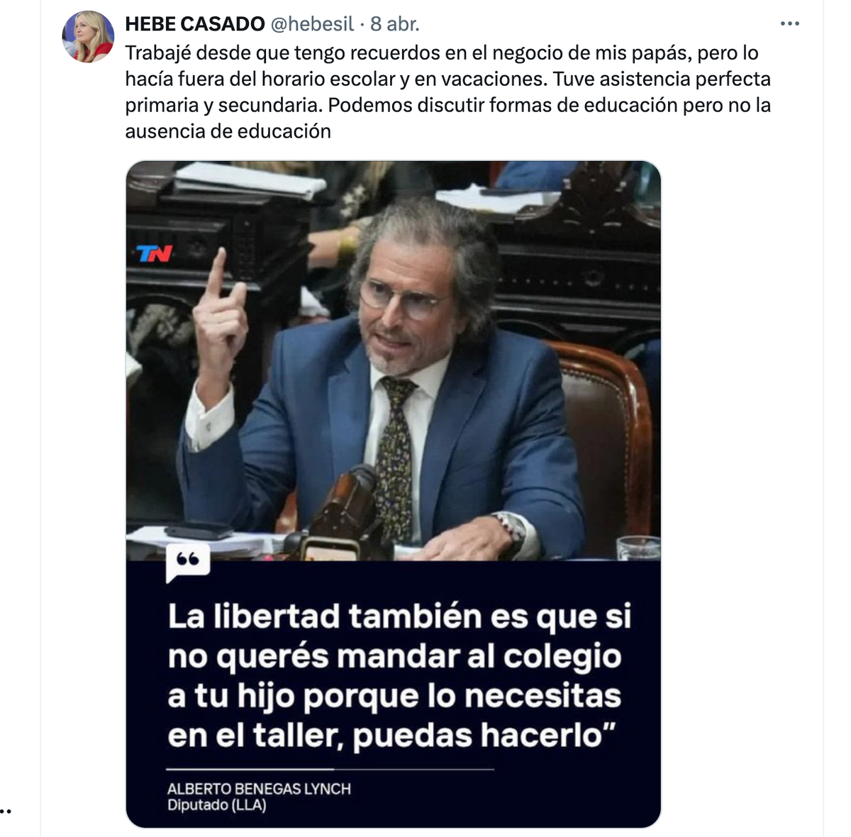La vicegobernadora Hebe Casado fue una de las que salió a repudiar los dichos del libertario sobre la educación. La vicegobernadora Hebe Casado fue una de las que salió a repudiar los dichos del libertario sobre la educación.