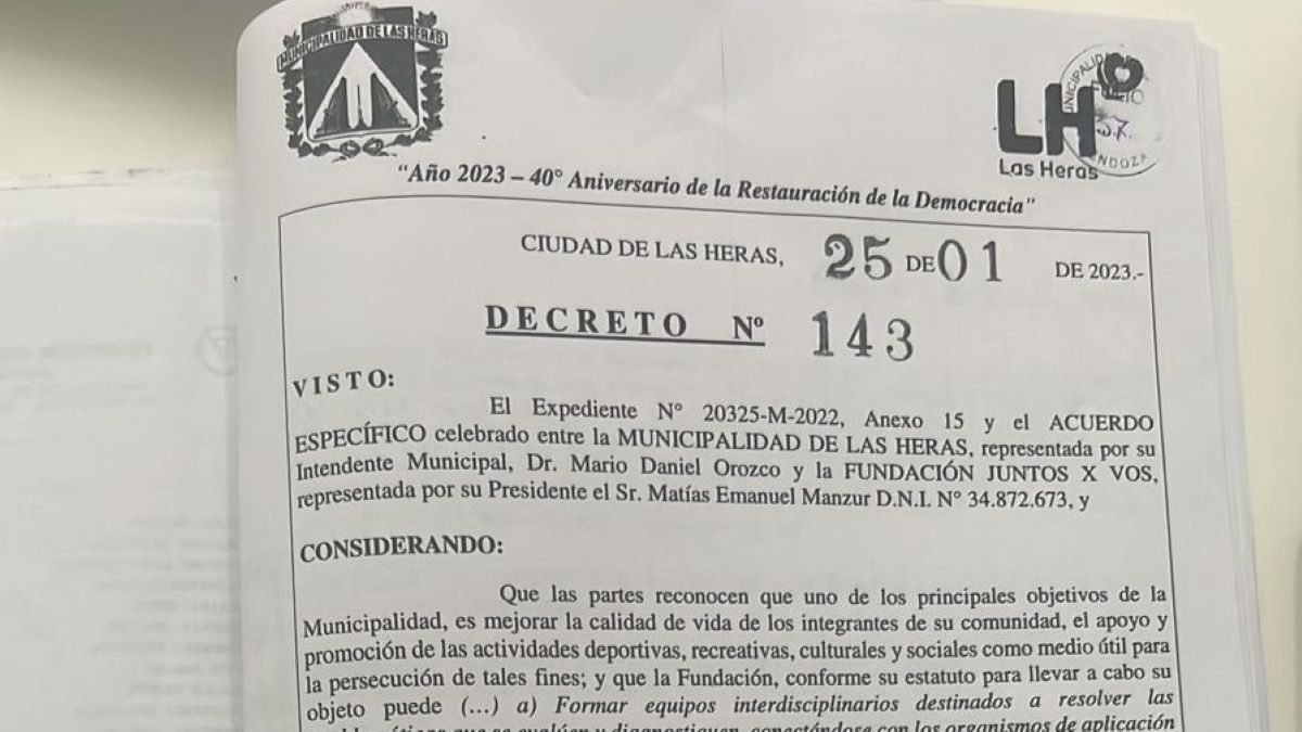 El material sobre los vínculos entre la fundación Juntos X Vos y el municipio. El material sobre los vínculos entre la fundación Juntos X Vos y el municipio.