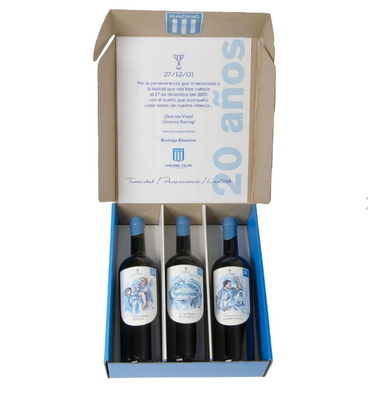 Uno de los vinos que vende Racing.