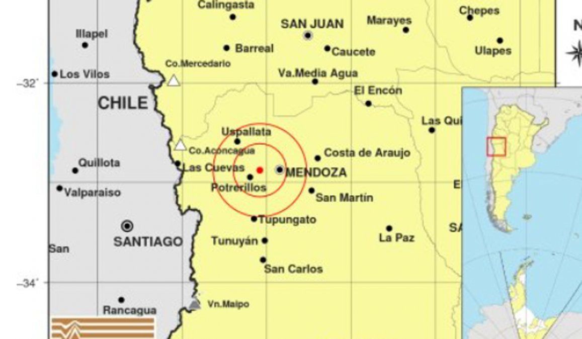 Fuerte temblor con epicentro en Mendoza