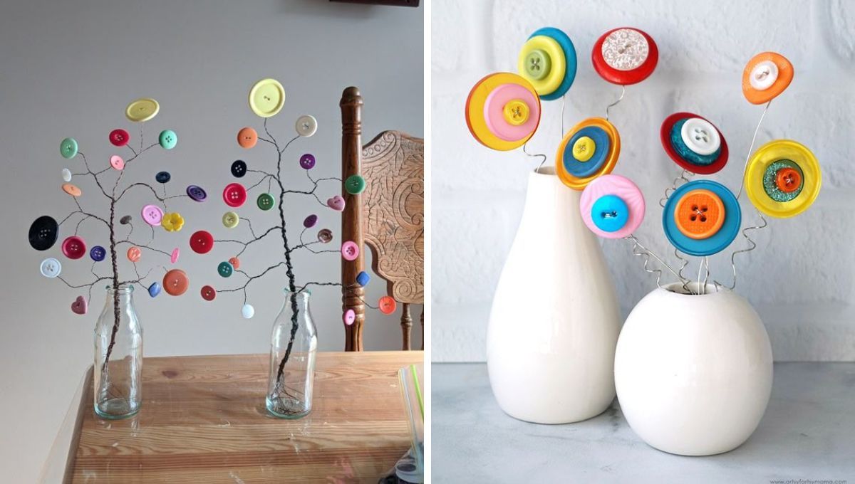 Florero con botones. Florero con botones.