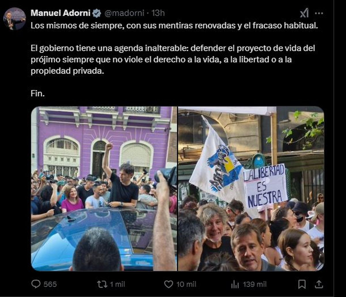Publicación de Manuel Adorni en referencia a la marcha del sábado en Buenos Aires, con fotografías de Axel Kicillof, Mariano Recalde y Amado Boudou. Publicación de Manuel Adorni en referencia a la marcha del sábado en Buenos Aires, con fotografías de Axel Kicillof, Mariano Recalde y Amado Boudou.