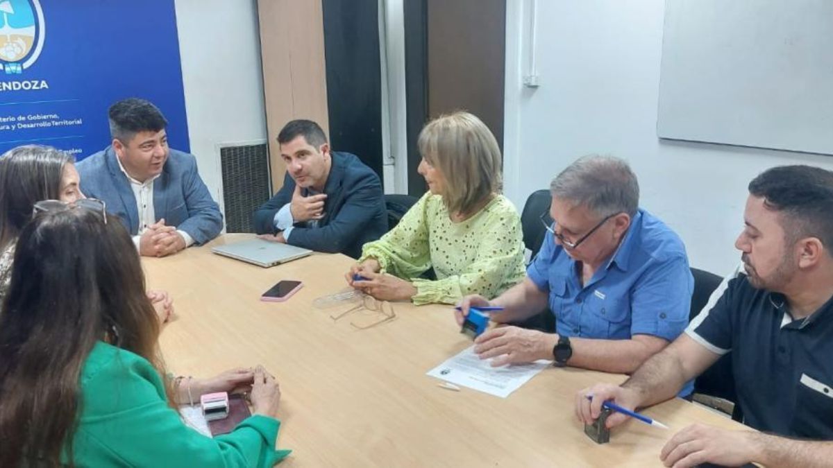 La secretaria general de AMPROS, Claudida Iturbe (de verde), durante el encuentro en la Subsecretaría de Trabajo. La secretaria general de AMPROS, Claudida Iturbe (de verde), durante el encuentro en la Subsecretaría de Trabajo.