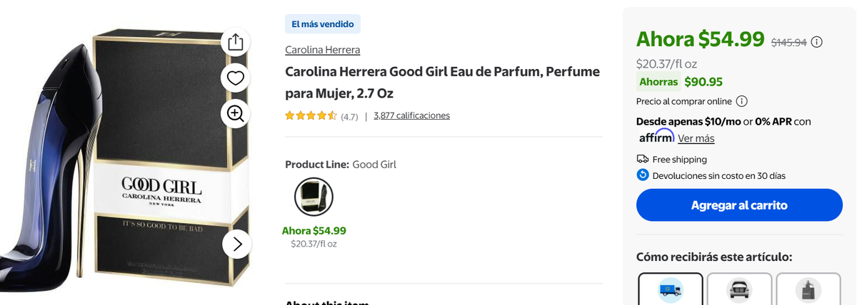 Perfume de Carolina Herrera que está de oferta en Walmart. Perfume de Carolina Herrera que está de oferta en Walmart.