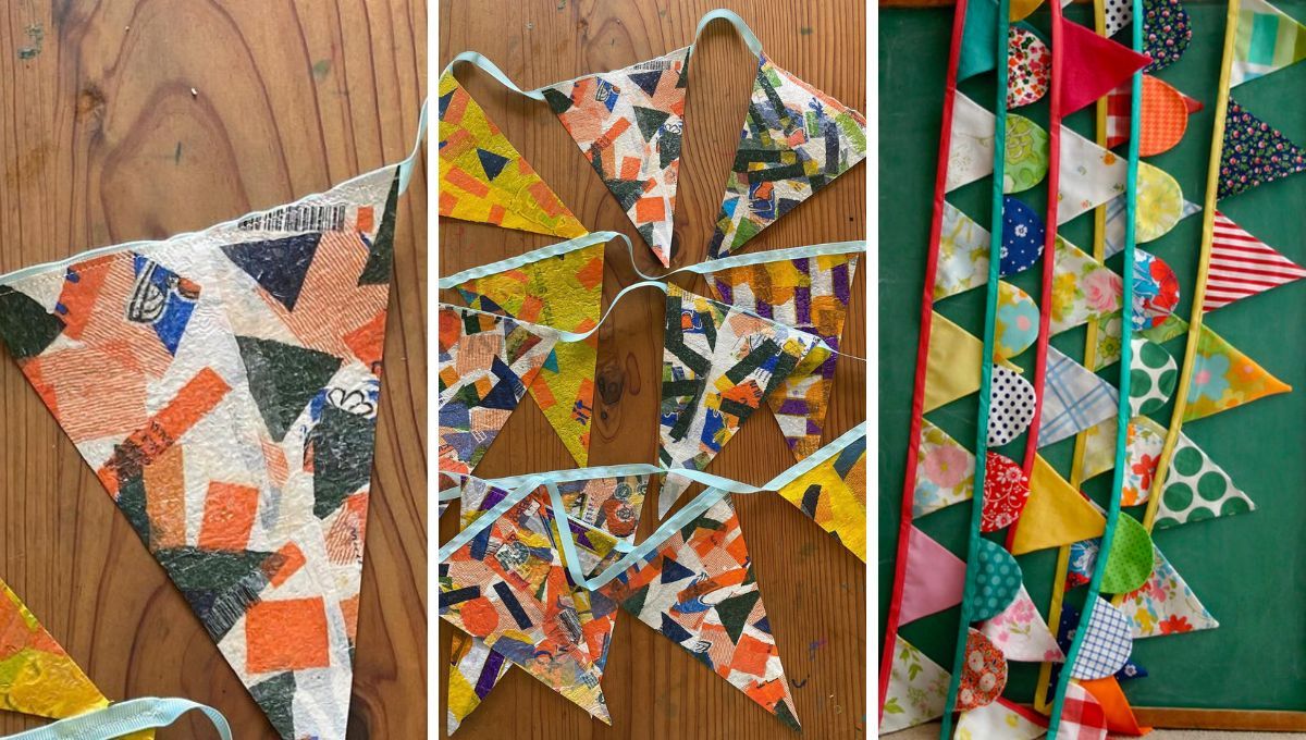 Usando revistas y diarios puedes crear banderines decorativos. Usando revistas y diarios puedes crear banderines decorativos. 