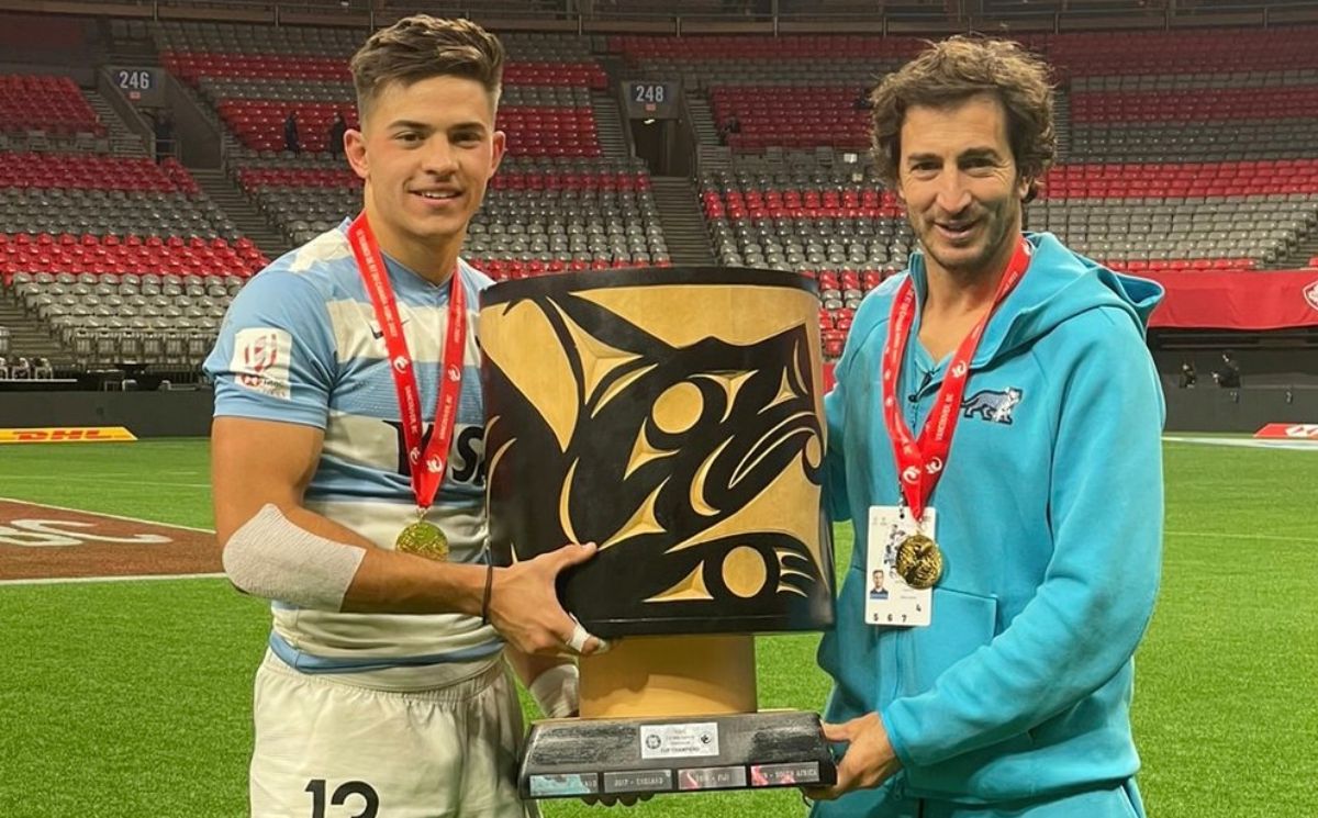 Santiago Gómez Cora, head coach, y Marcos Moneta, tryman de Los Pumas 7s