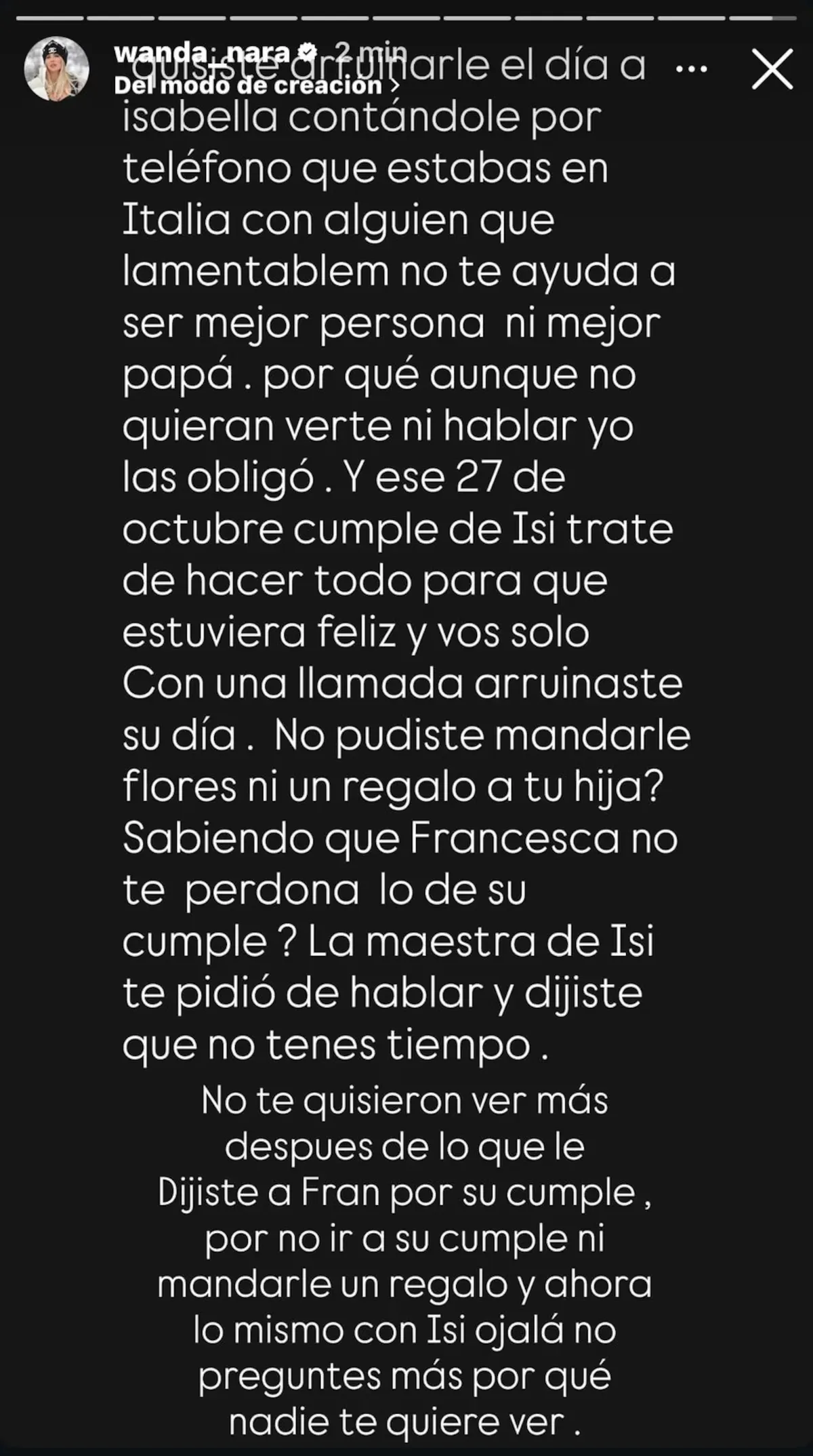 Wanda Nara destrozó a Mauro Icardi. Wanda Nara destrozó a Mauro Icardi.