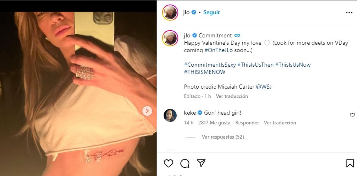 Así compartió en sus redes para el día de San Valentín su relación con Ben Affleck. Así compartió en sus redes para el día de San Valentín su relación con Ben Affleck.