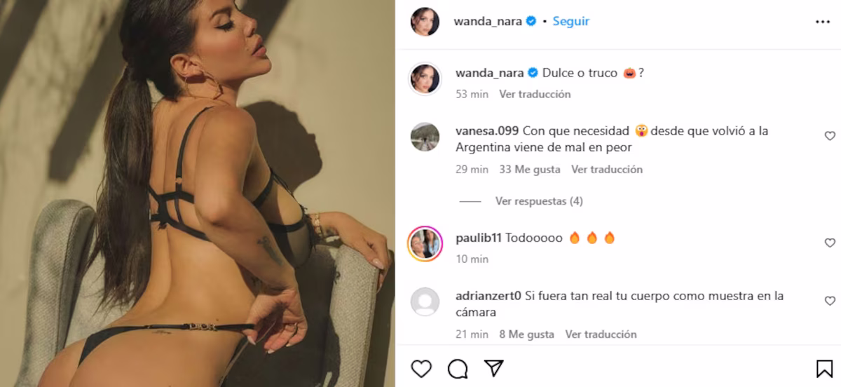 Wanda Nara estrena colaless en clave hilo dental XS al ras y paraliza Halloween. Wanda Nara estrena colaless en clave hilo dental XS al ras y paraliza Halloween.
