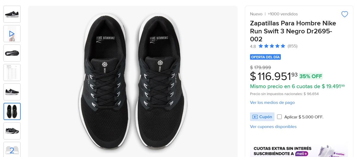 Mercado Libre pone en oferta estas zapatillas Nike. Mercado Libre pone en oferta estas zapatillas Nike.